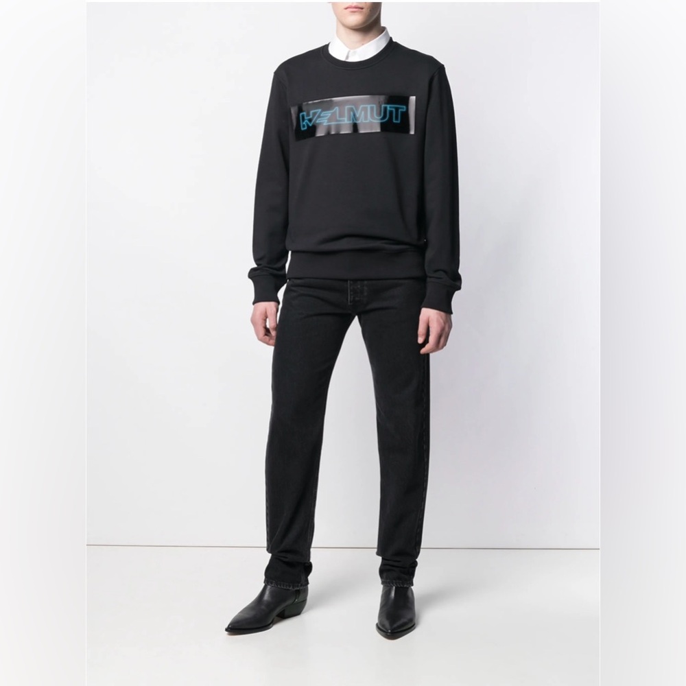 Helmut Lang black Ribbed Knit Top. Size M